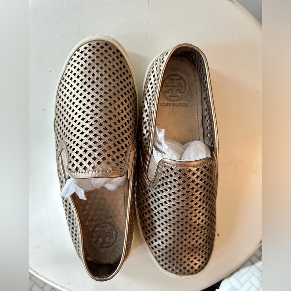 Tory Burch Gold Slides Size 8.5 - image 6